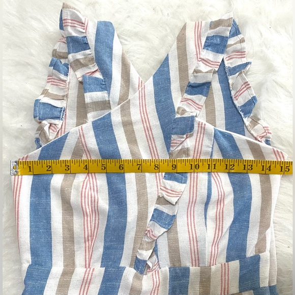 Karlie Womens S Blue White Stripe Sleeveless Jumpsuit Preppy Feminine Classic - Picture 7 of 14